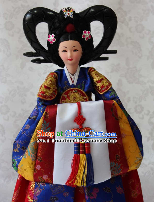 Korean Queen Hanbok Handmade Silk Figurines