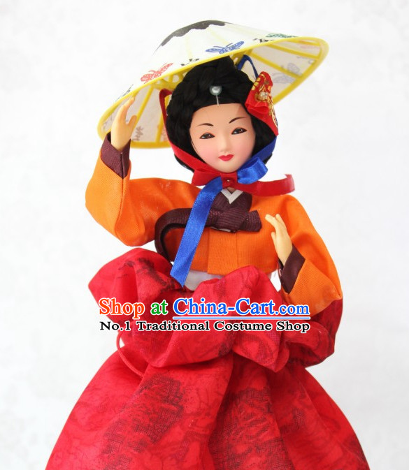Korean Handmade Hwang Jin Yi Historic Character Silk Figurines
