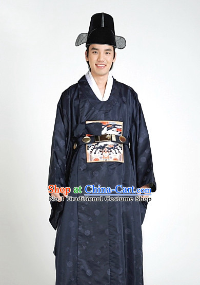 Korean Ancient Official Long Robe and Hat for Men