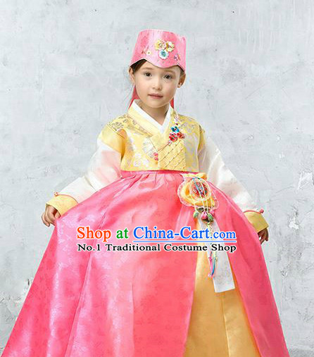 Korean Princess Hanbok and Hat for Girls