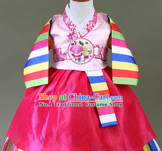 Top Korean Traditional Custom Made Birthday Hanbok Complete Set for Children