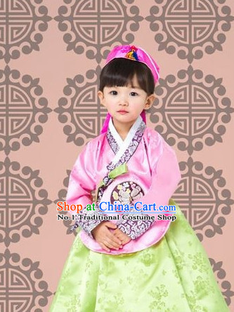 Top Korean Traditional Custom Made Birthday Hanbok Complete Set for Children