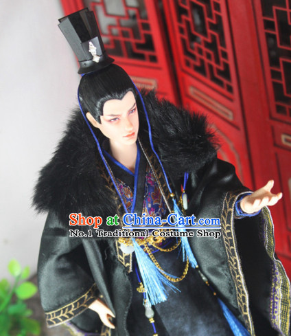 Chinese Ancient Black Emperor Costumes and Hat Complete Set for Men