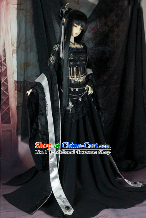 Chinese Black Hanfu Dancer Costumes for Women