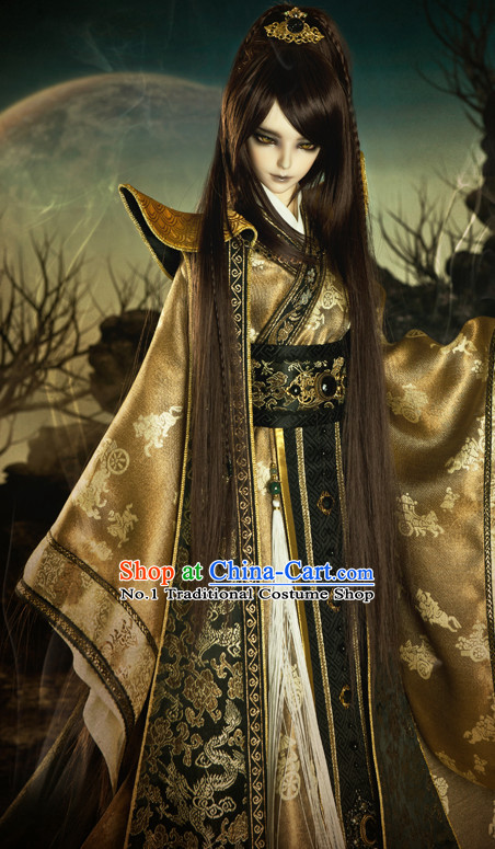 Asian Fashion Chinese Emperor Costumes Hanfu Dresses Complete Set for Men