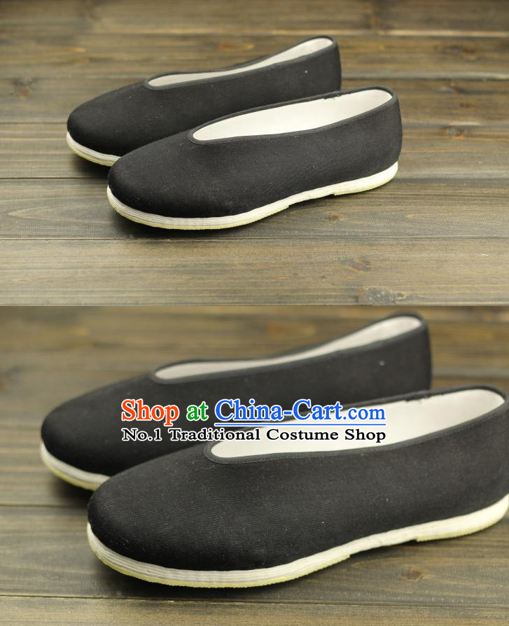 Black Handmade Chinese Traditional Fabric Shoes Footwear