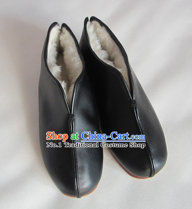 Handmade Chinese Traditional Leather Winter Shoes online Shopping Footwear