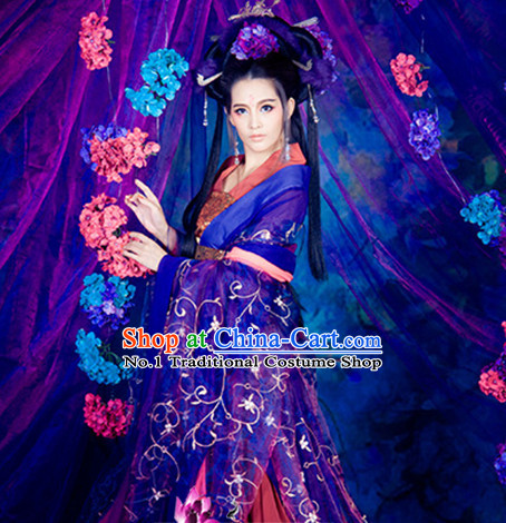 Asian Chinese Traditional Purple Empress Hanfu Clothes for Ladies