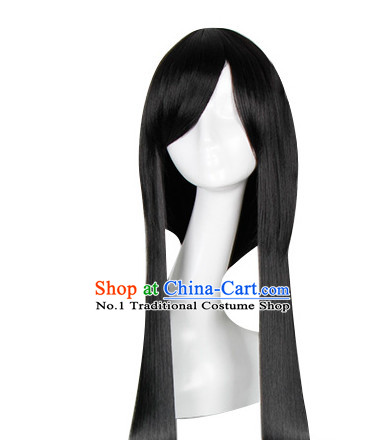 Traditional Asian Chinese Black Long Wig