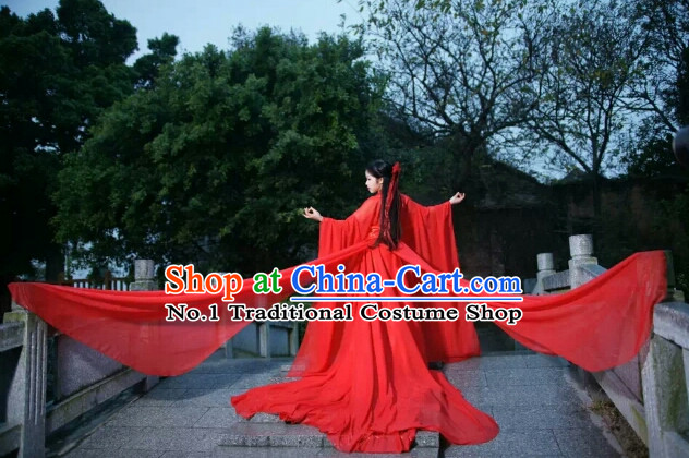 Asia Fashion Ancient China Culture Chinese Red Beauty Halloween Costumes and Headbands