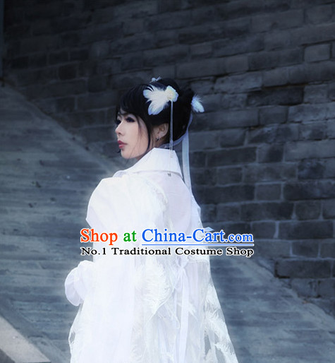 Asia Fashion Ancient China Culture Chinese White Princess Hanfu Clothing