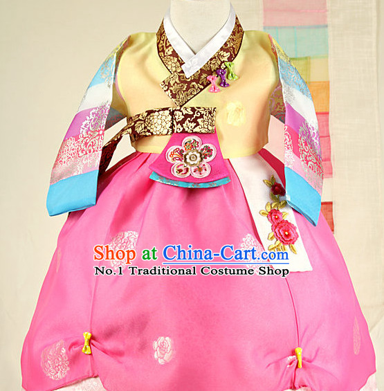 Traditional Korean Mother Custom Made Hanbok Costumes Complete Set for Girls