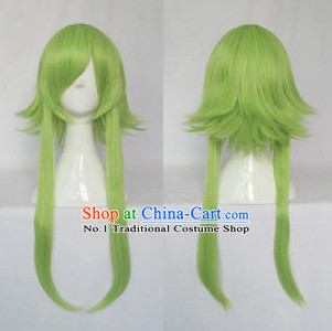 Chinese Cosplay Long Green Wigs