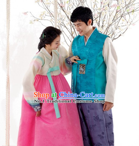 Traditional Korean Custom Made Couple Hanbok Costumes Complete Set