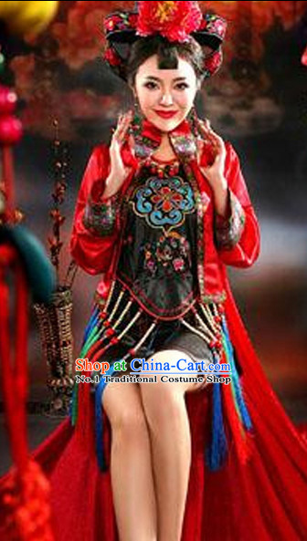 Asian Fashion Chinese Sexy Halloween Costumes and Hair Accessories Complete Set