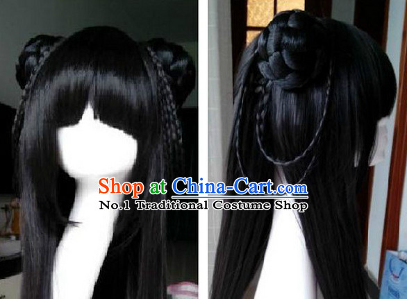 Chinese Ancient Dress Long Black Wig