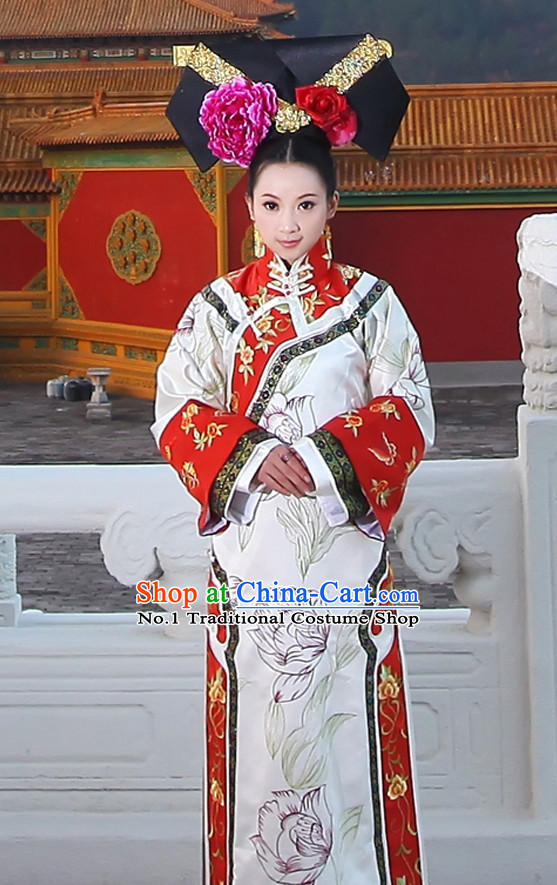 China Fashion Chinese Ancient Costume Wedding Clothes and Hair Accessories Complete Set