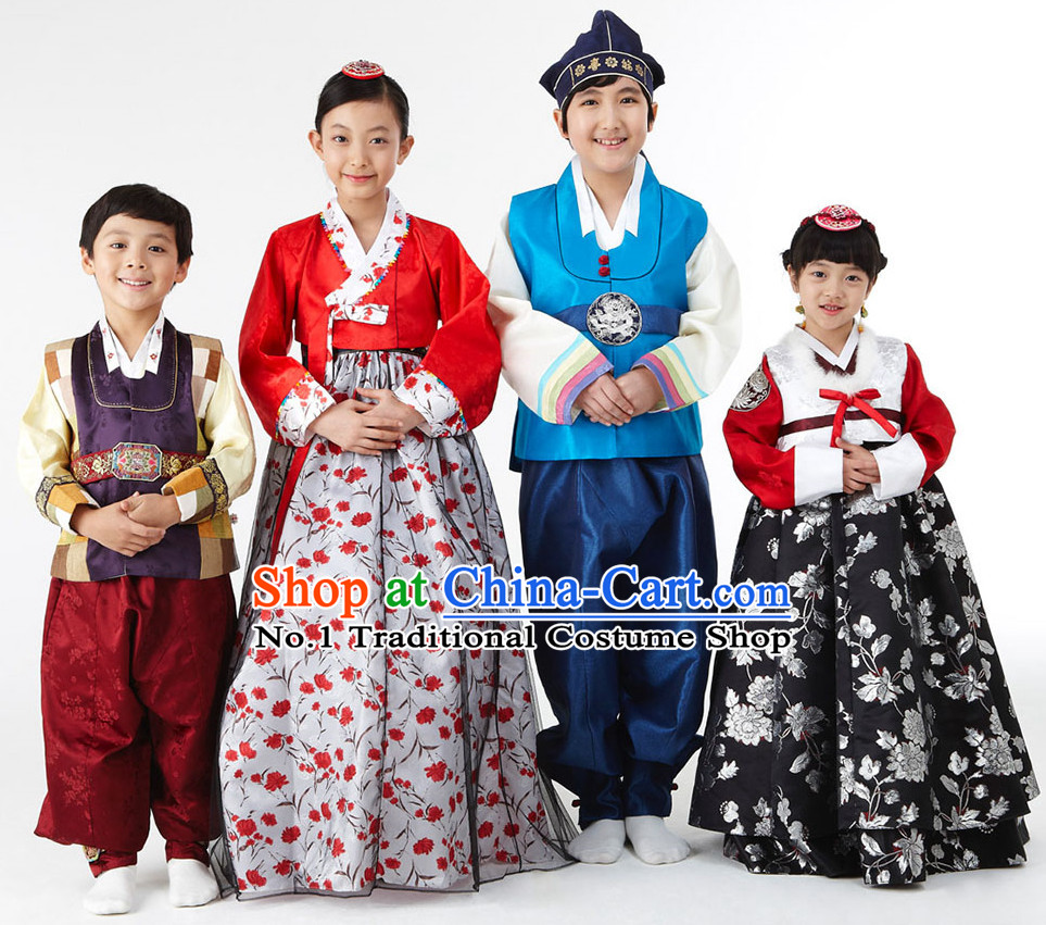 Korean National Costumes 4 Sets for Kids