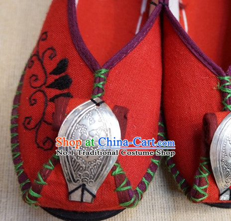 Lucky Red Chinese Tradiitonal Handmade Fabric Shoes