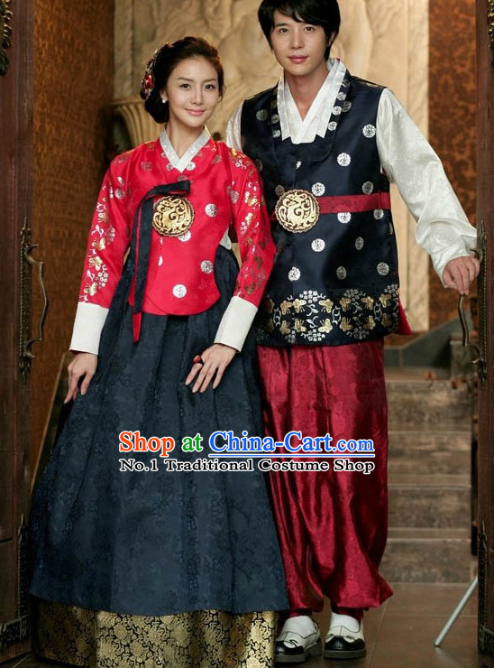 Korean Traditional Wedding Dress Complete Set for Brides and Bridegrooms