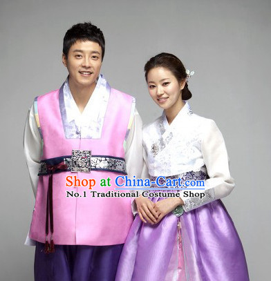 Traditional Korean Fashion Style Husband Wife Clothing Complete Sets for Men and Women