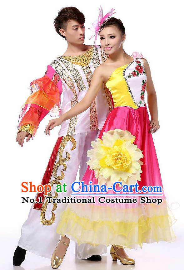 Chinese Stage Dancing Costumes Apparel Dance Stores Dance Gear Dance Attire and Hair Accessories Full Set