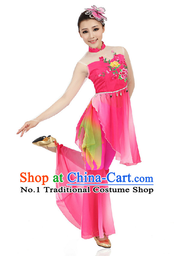 Chinese Classical Dancing Costumes Apparel Dance Stores Dance Gear Dance Attire and Hair Accessories Complete Set