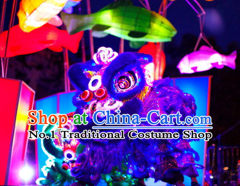 Luminous Purple Top Handmade Chinese Liion Costumes Complete Set