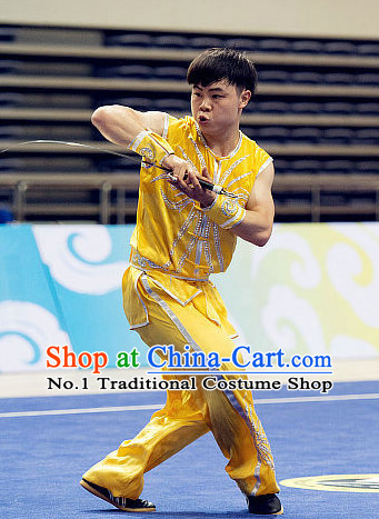 Top Yellow Martial Arts Uniforms Supplies Kung Fu Southern Sword Competition Uniforms for Men