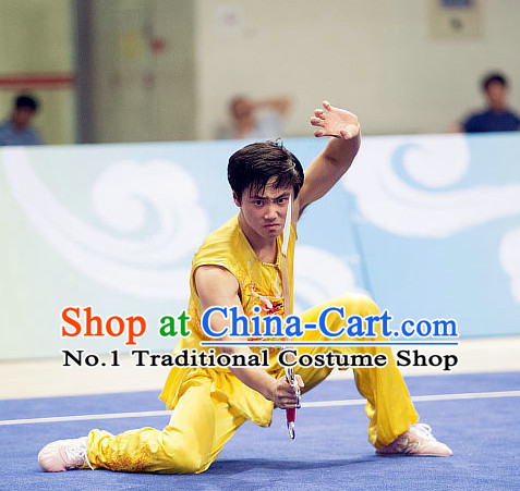 Top Yellow Martial Arts Uniforms Supplies Kung Fu Southern Sword Competition Uniforms for Men