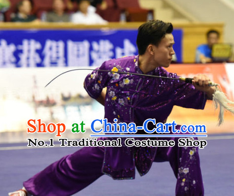 Top Embridered Martial Arts Uniform Supplies Kung Fu Swords Broadswords Championship Competition Clothing for Men