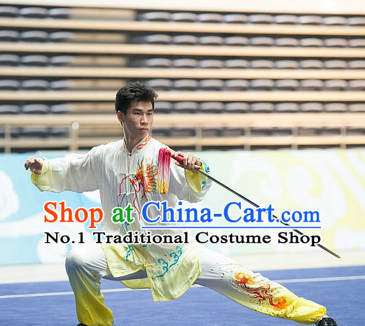 Top Embroidered Tai Chi Sword Championship Costumes Taijiquan Costume Aikido Chikung Tichi Swords Uniforms Quigong Uniform Thaichi Martial Arts Qi Gong Combat Clothing Competition Uniforms