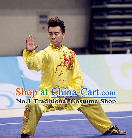 Top Tai Chi Swords Championship Dragon Costumes Taijiquan Uniforms Martial Arts Qi Gong Kung Fu Combat Clothing Competition Uniform for Men