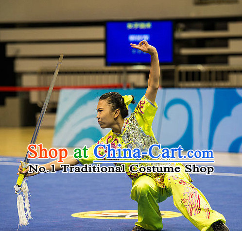 Top Chinese Kung Fu Sword Uniforms Kungfu Uniform Martial Arts Competition Costumes for Women