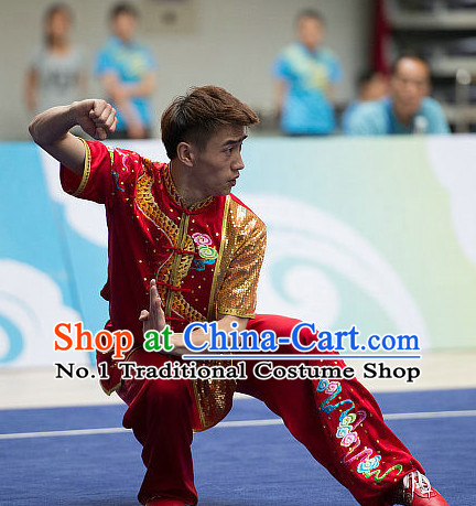 Top Embroidered Chinese Kung Fu Uniform Martial Arts Uniforms Kungfu Suits Competition Costumes Complete Set
