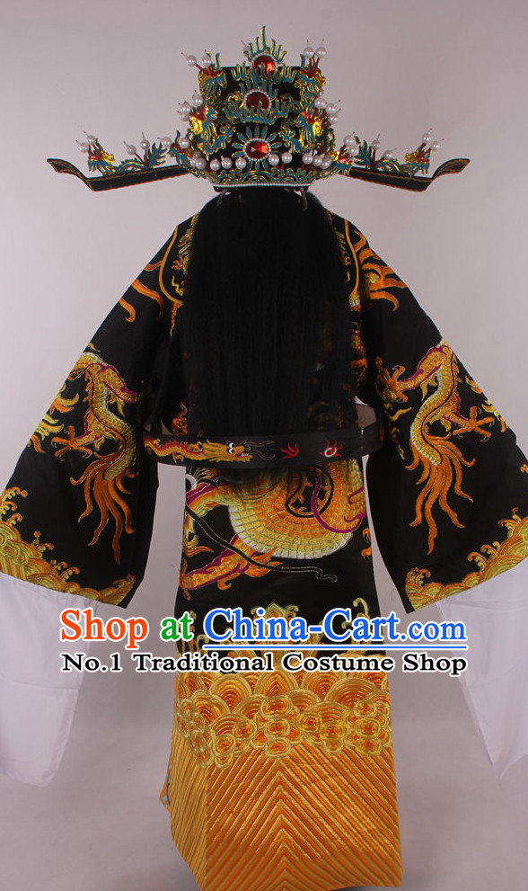 Chinese Beijing Opera Peking Opera Bao Gong Judge Costumes and Hat Complete Set for Kids