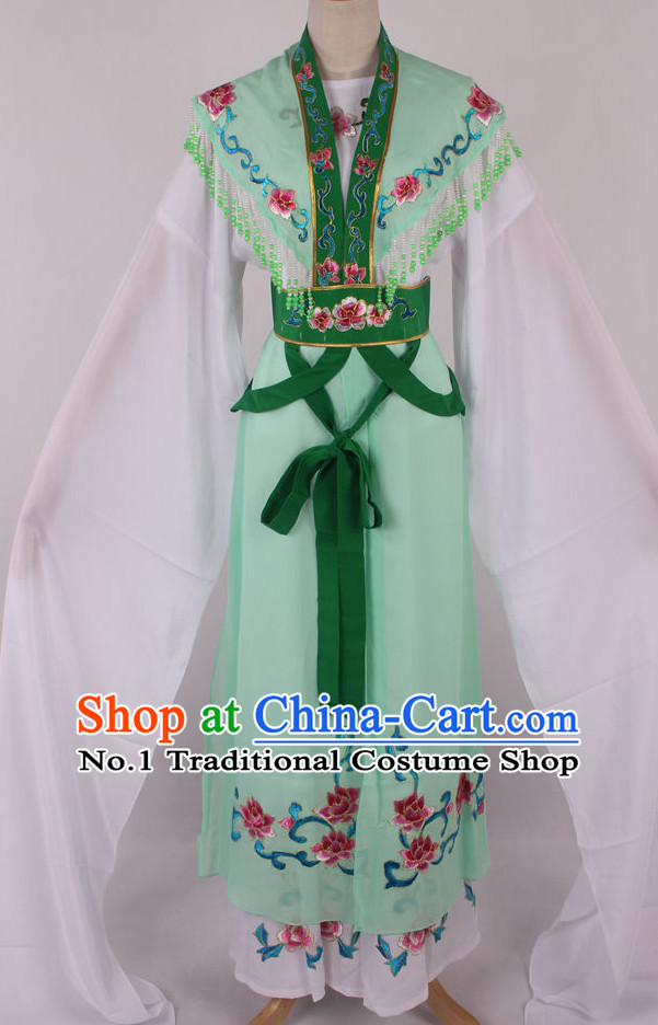 Chinese Beijing Opera Peking Opera Hua Tan Long Water Sleeve Dance Costumes Complete Set for Kids