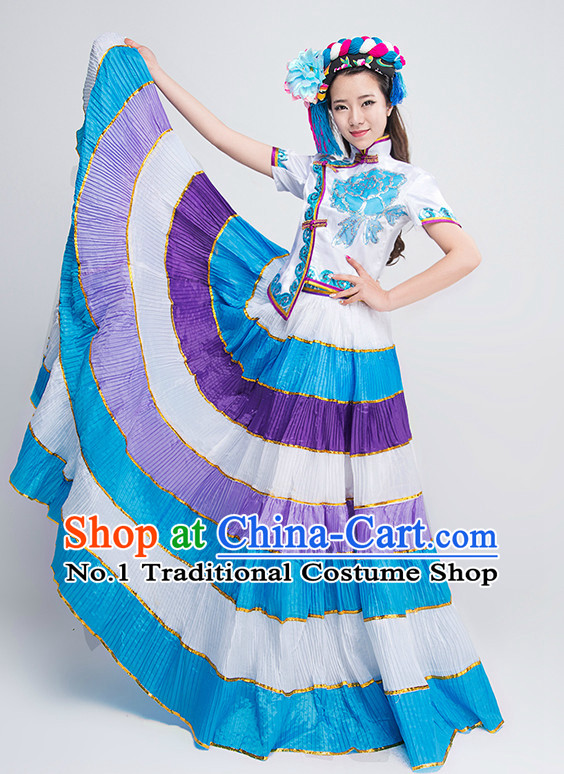 Traditional Chinese Yi Ethnic Dance Costumes for Competition