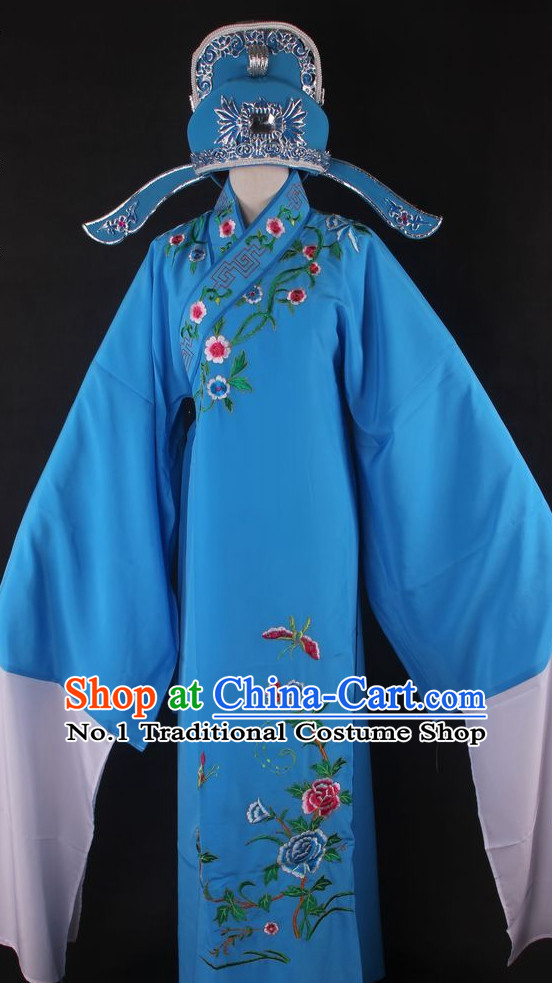 Chinese Culture Chinese Opera Costumes Chinese Cantonese Opera Beijing Opera Costumes Xiao Sheng Costumes and Hat Complete Set for Men