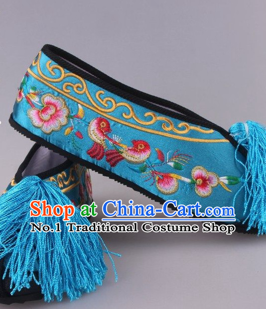 Chinese Beijing Opera Hua Dan Hua Tan Embroidered Flower Shoes for Women