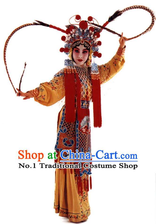 Chinese Culture Chinese Opera Costumes Chinese Cantonese Opera Beijing Opera Costumes Wu Tan Costumes and Hat Complete Set