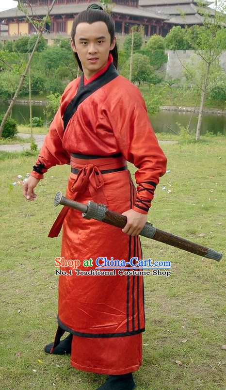 Chinese Ancient Red Hanfu Dress for Boys