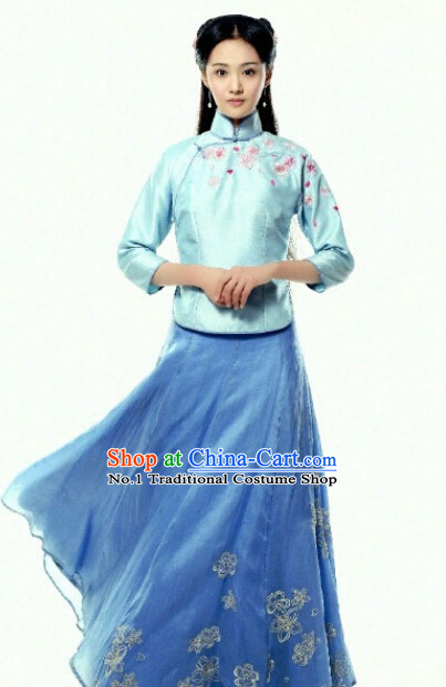 Tradiitonal Chinese Minguo Time Mandarin Dresses Complete Set for Women