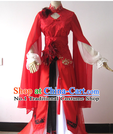 Traditional Chinese Red Bridal Wedding Costumes