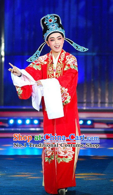 Lucky Red Asian Chinese Traditional Dress Theatrical Costumes Ancient Chinese Clothing Bridegroom Costumes and Hat