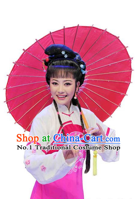 Traditional Chinese Theatrical Black Long Wigs and Accessories