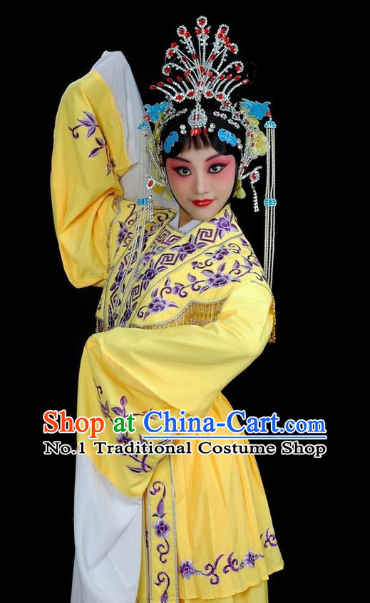 Chinese Traditional Dresses Theatrical Costumes Ancient Chinese Hanfu Fairy Costumes and Hair Accessories Complete Set