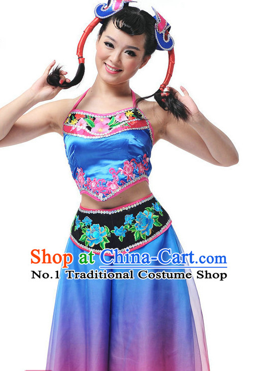 Chinese Folk Ethnic Minority Dancewear Costumes for Women