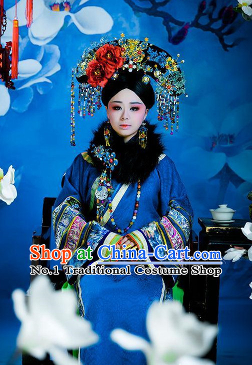 Chinese Qing Dynasty Empress Clothes Outfits Attire Complete Set for Women