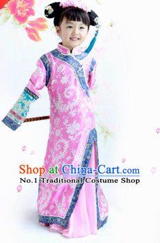 Traditional Chinese Photo Costume Princes Dress and Hair Accessories Complete Set for Children